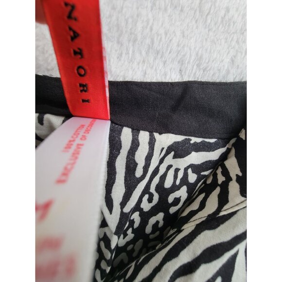 Josie By Natori Womens Animal Print Long Sleeve Blouse Medium Drawstring Waist - Picture 4 of 10